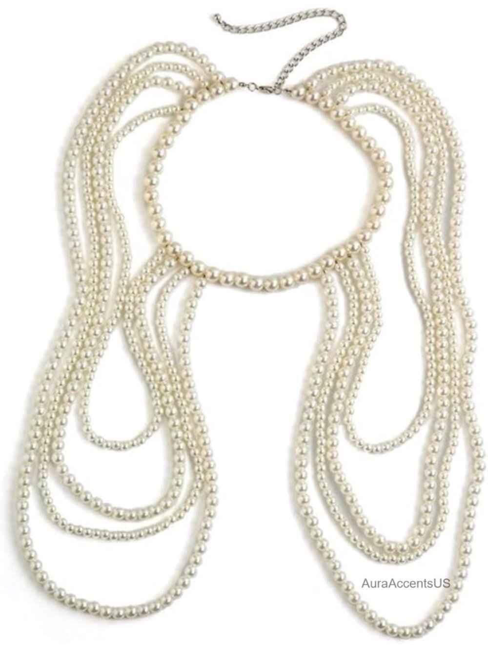 Costume Pearl Body Chain Necklace 1920s Flapper Jewelry